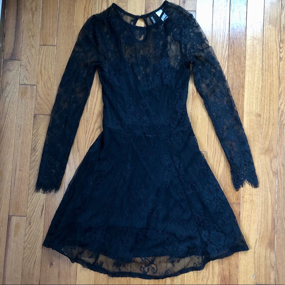 NWOT H&M Divided Black Lace Skater Dress